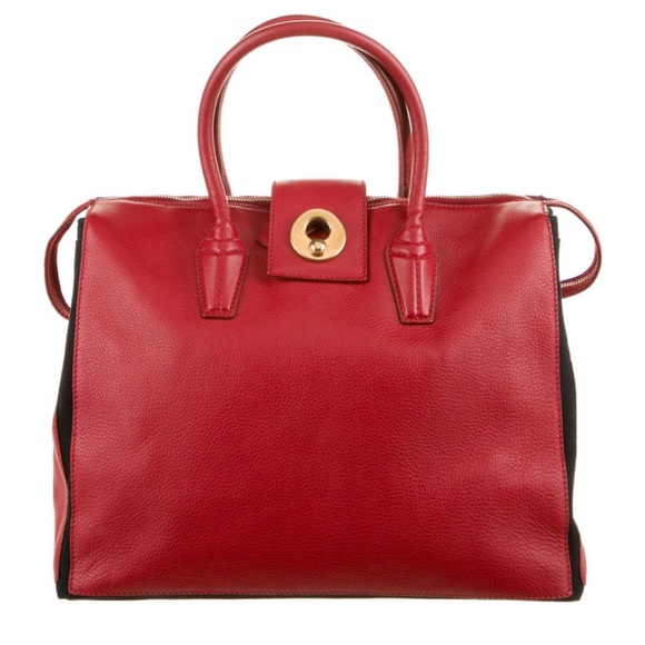 Yves Saint Laurent Handbags - EUC red leather YSL roomy top handle handbag